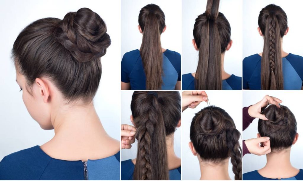 Braided Top Knot Bun Hairstyle